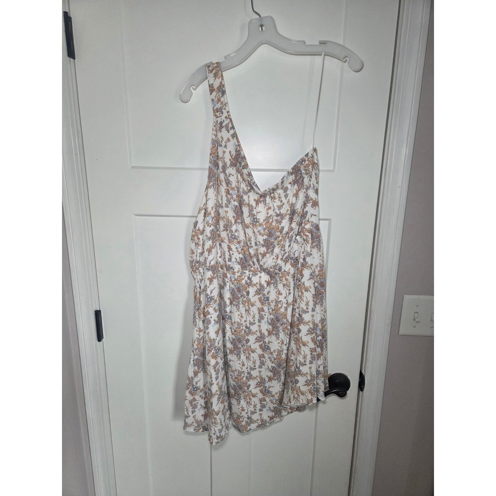 Abercrombie & Fitch One Shoulder Mini Dress White Floral XL Boho Asymmetrical